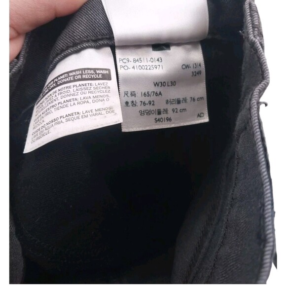 Levi's 511 Mens Junior Jeans Skinny Straight Leg Black Wash Grey Stretch 30x30 - Picture 12 of 13